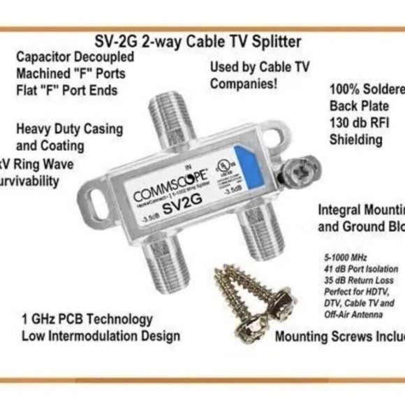 COMMSCOPE SV-2G 2-WAY COAXIAL CABLE SPLITTER - NEW & FACTORY SEALED - Picture 3 of 3